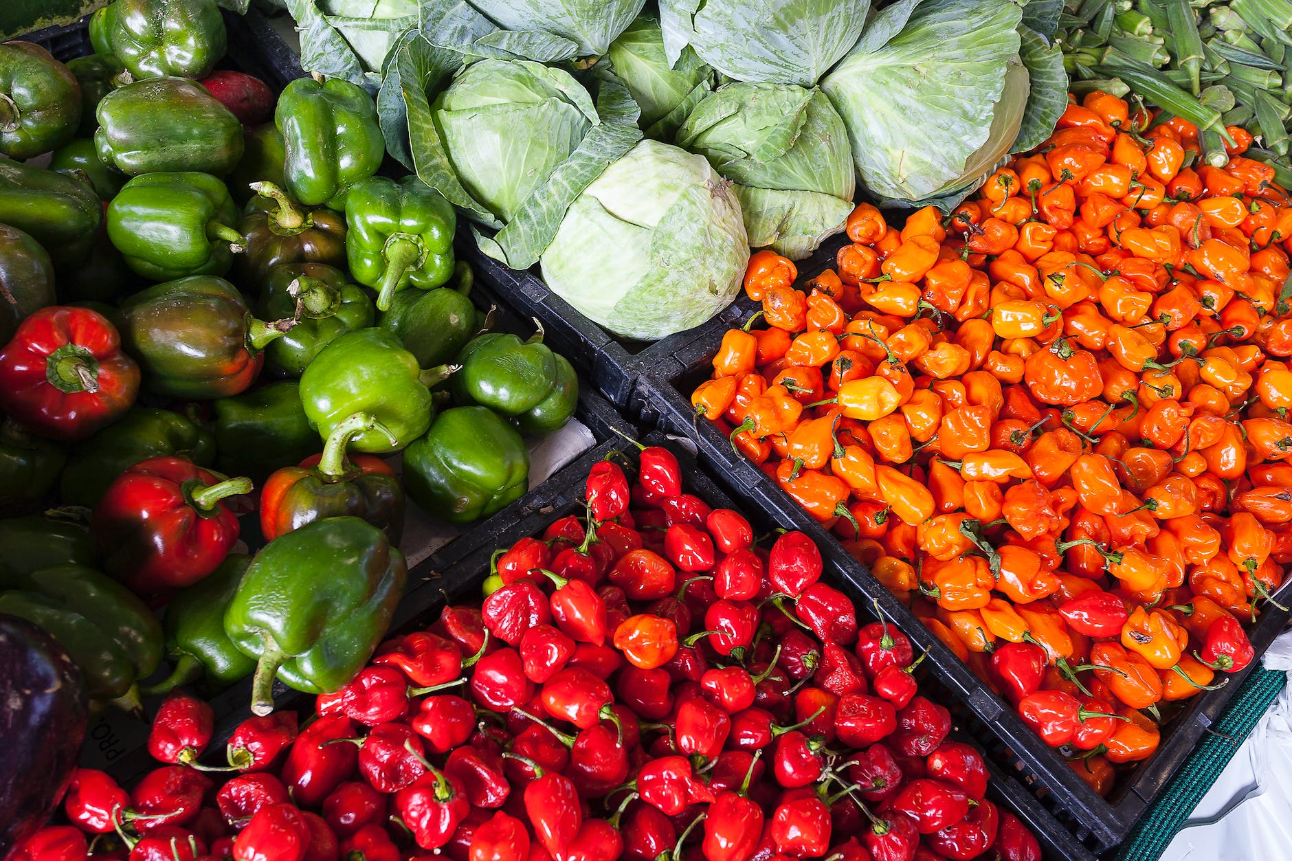 assorted vegetable store displays