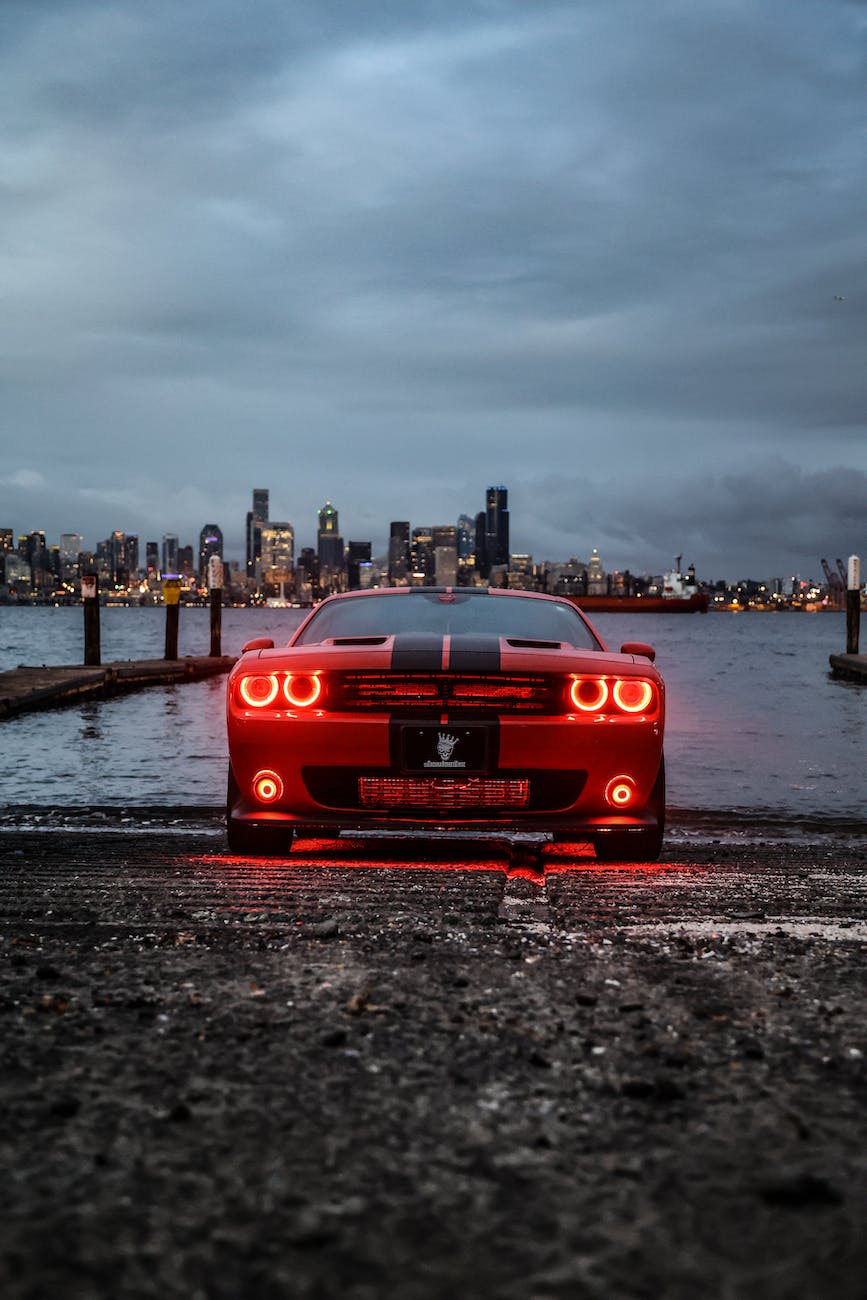 ford mustang on sea coast