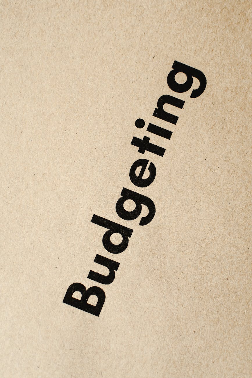 close up shot of a budgeting text on an envelope